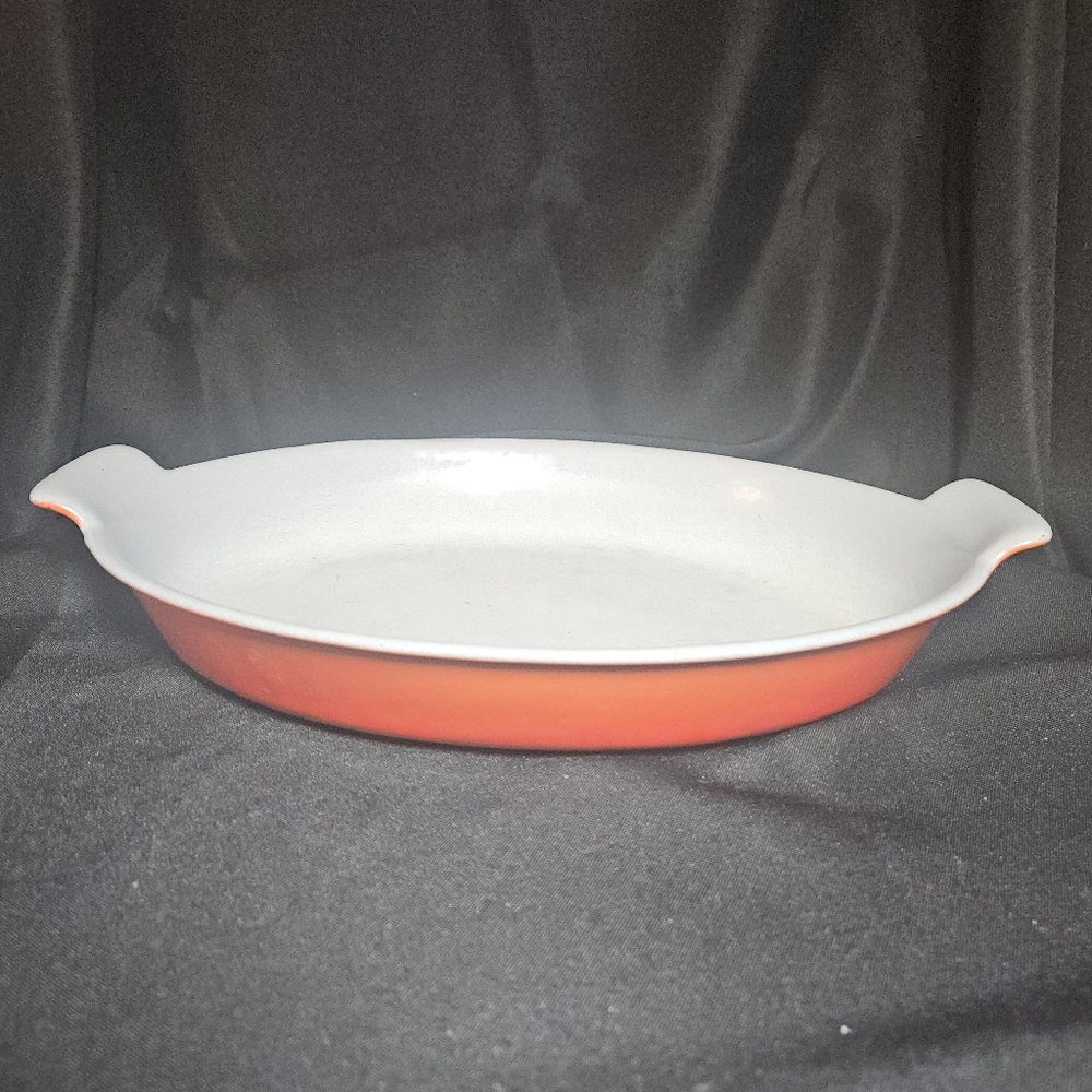 Vintage Prizer Ware flame orange cast iron enamel Oval baking dish - Picture 2 of 14